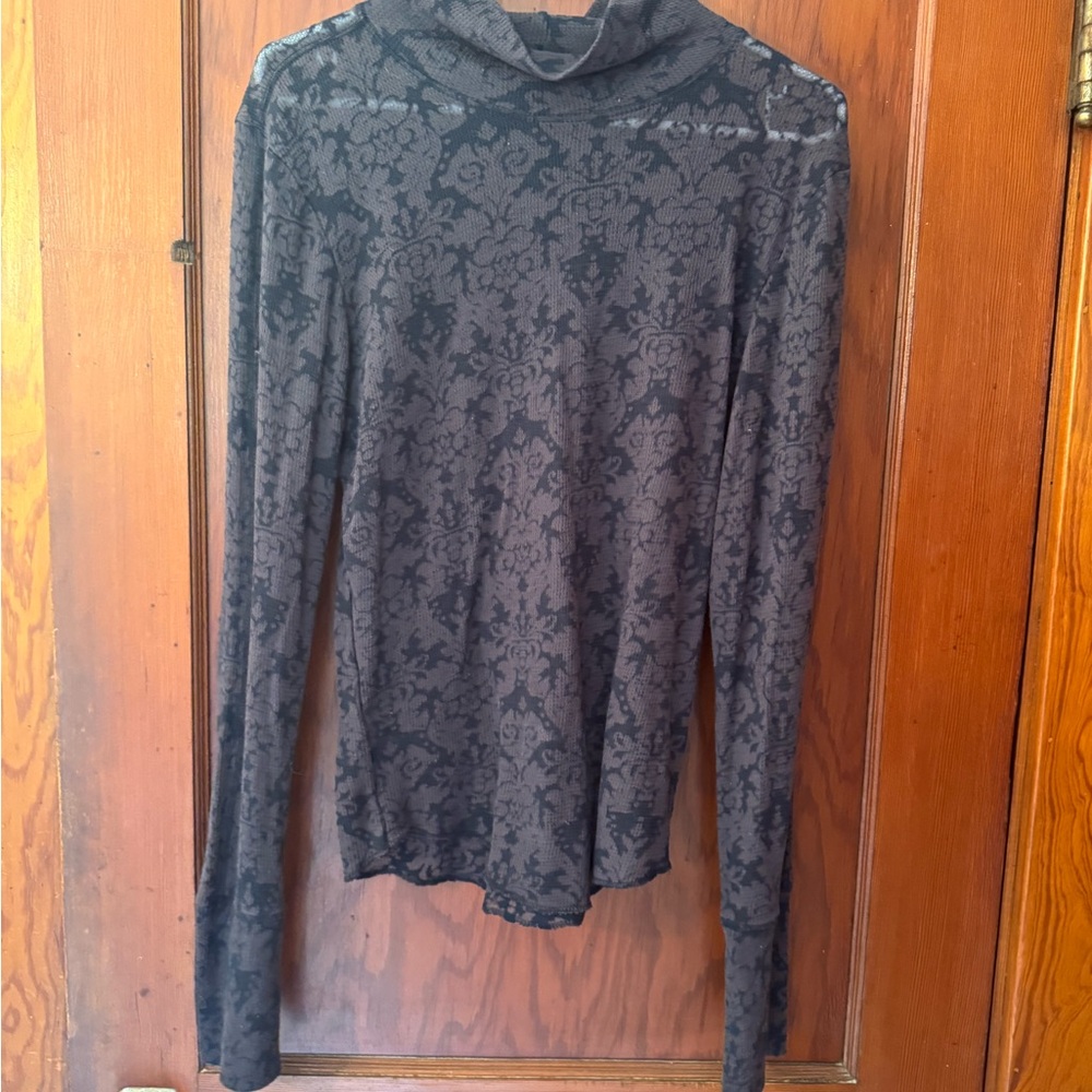 Free People Turtleneck Black Top